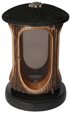 Stilvolle Grablaterne Granit Schwedische Black Höhe 23 cm/Ø 15 cm Bronze mit Rosette