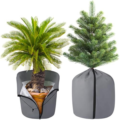 DKINY 2Pcs Plant Winter Protection Pot, 40x35cm Plant Pot Frost Protection Covers, Plant Covers For Winter Freeze Protection, Waterproof Flower Pot Protection Bag with Drawstring and Zipper