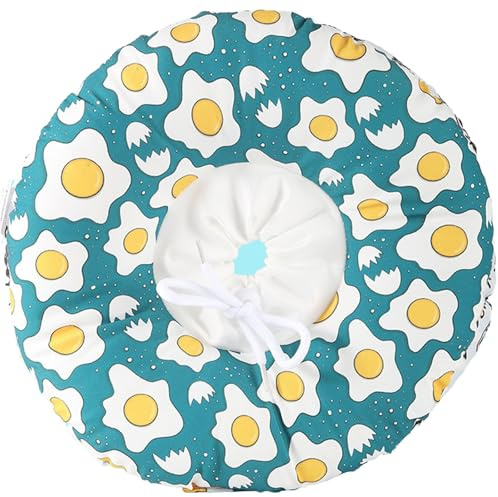 Cat Donut Collar Cat Soft Cone to Stop Licking Adjustable Waterproof Recovery Collar with Cute Pattern Cotton Kitten Cone (Fried Eggs, S)