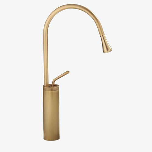 Grifos para lavabo de baño vintage altos, grifos mezcladores para lavabo de baño, grifos de latón antiguo con 1 orificio para lavabo de baño, grifo mezclador para lavabo de latón antiguo, antiguo