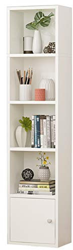Bücherregal mit 6 Etagen, Holz, mit Türen, platzsparendes Bücherregal für Kinderzimmer, Weiß/Rosa/Grün, buntes Design