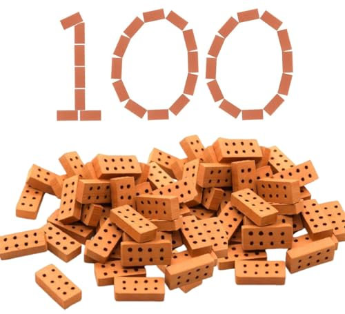 IKOPFLN 100pcs Mini Ziegelsteine - mini puppenhaus backstein - Mini Ziegel Rote - wichtel baustelle set - Mini Modellziegel Brick für DIY Puppenhaus Fairy Garten Dekoration