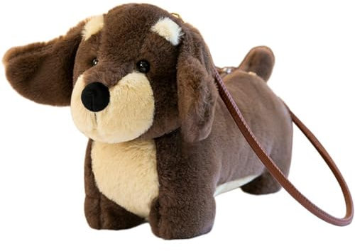 Lpitoy Cartoon-dackel-umhängetasche, Plüsch-Hunde-welpen-Tasche, Umhängetasche, Schöne Welpen-umhängetasche, Neuartige Handtasche in Hundeform