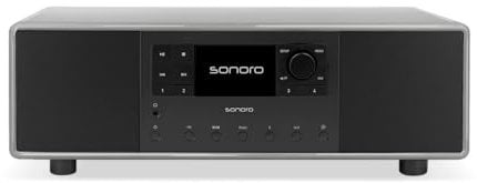 sonoro Primus Internetradio mit Bluetooth (Spotify, Deezer, Podcasts, FM/UKW, DAB Plus, WLAN, AUX-In, Holzgehäuse) Stereoanlage Chalk Grey