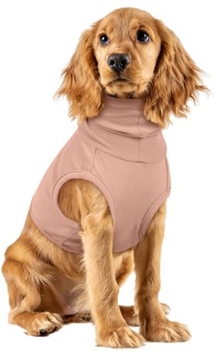 PUMYPOREITY Hundebody Nach Op, Ohrenschutz Hund Blutohr Hunde Body Shirt mit Hals Hundeohrschmerzen Hunde Ohrenschutz Silvester Beruhigungsweste(Hautrosa, XL)
