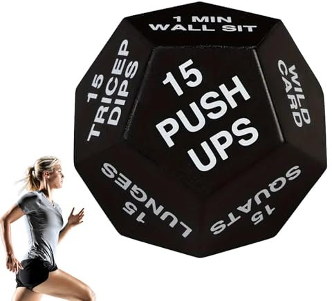 Übungswürfel für Fitness, 12-seitiger Workout-Würfel, 12 x 10 cm, lustiges Trainingsspiel, tragbarer Yoga- und Cardio-Begleiter (langlebig) für Stretching, Krafttraining, Sport, -Fitnessstudio