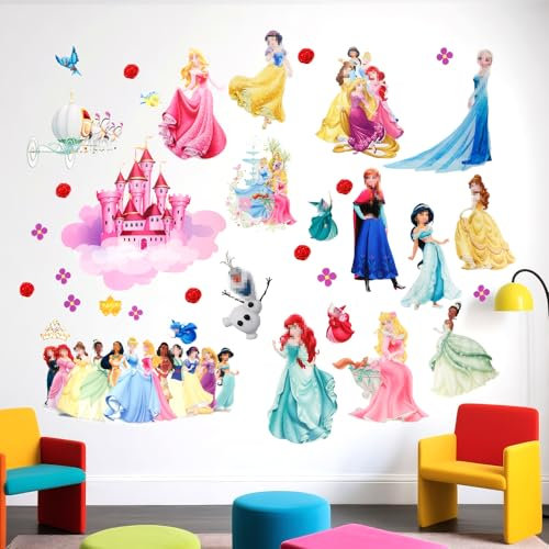 Prinzessinnen Wandaufkleber Aufkleber, Kinderzimmer Wandsticker Wohnzimmer Küche dekorative Wandaufkleber Cartoon Prinzessin Wandtattoo Kinderzimmer Babyzimmer Hause Wanddekoration