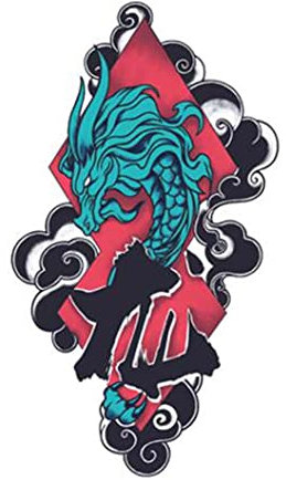 Tatouages. Tatouages ​​temporaires, 1 feuille Shanhai Jing Dragon autocollant de tatouage temporaire Style chinois bras de fleur coloré grand motif faux tatouage