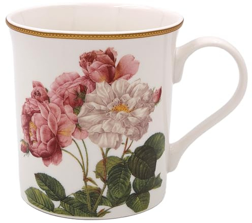 THE Leonardo Collection Redoute Rose Mug Pierre-Joseph Redoute, Tea and Coffee Mugs for Hot Drinks | Fine China Printed Mugs for Kitchen & Home | Reusable Ceramic Cups for Every Occasion