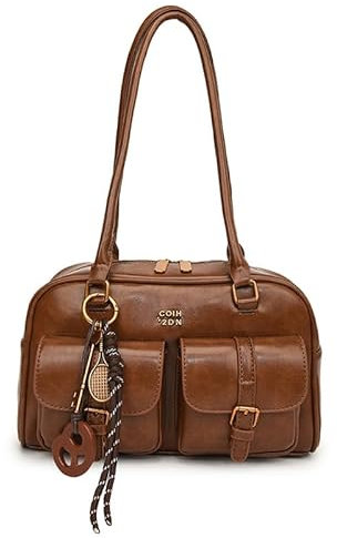 GSenhui Boston Tragetasche Damen Vintage Umhängetasche Klein Handtasche mit Mehreren Taschen, Doppeltasche Schultertasche Bogen Tote Bag Handbags for Reisen Arbeit