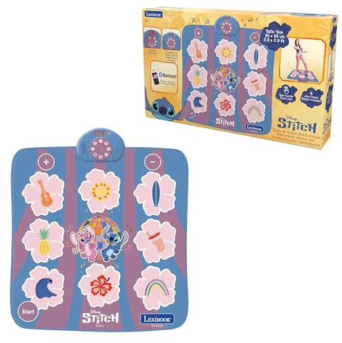 Lexibook, Disney Stitch Tapis de Danse Électronique, DM10D | Bluetooth, Lumineux, 6 modes de jeu, Rose