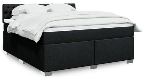 Gecheer Boxspringbett Polsterbett mit Lattenrost Bett Bettgestell Doppelbett/Einzelbett mit Matratze Schwarz 180x200 cm Stoff 3288276