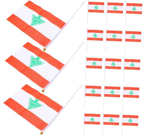 TOPPERFUN 20 Pezzi Bandiera Sventolante Della Mano Bandiera Del Libano Palestina Bandiera Libanese Del Libano Mini Bandiera Americana Bandiera Buggata Bandiere Plastica