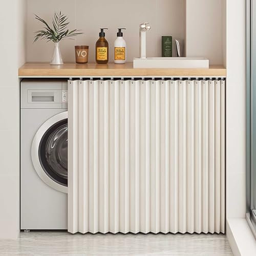 MTHGH Schrankvorhang Zum Schieben Vorhang Für Offenes Regal Staubdichter Schrank Vorhang Selbstklebend Vorhang Küchenschrank Vorhang Mit Schiene Schrankvorhänge (#3,80cmH/120cmW)