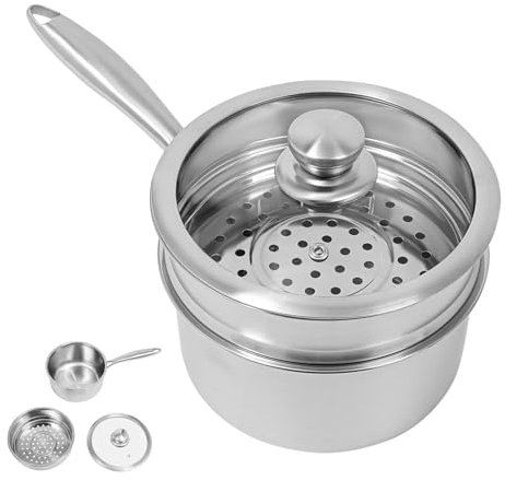 Autocuiseur vapeur multifonction en acier inoxydable, à 2 niveaux, avec panier vapeur, couvercle, cuiseur vapeur de 2 l, pour petites cuisines, bureaux, dortoirs d'étudiants