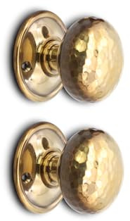 Infinity Decor Lot de poignées de porte rondes vintage en laiton vieilli martelé à mortaise 50 mm – Idéal pour une utilisation intérieure et extérieure