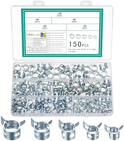 150 Pezzi Fascette Stringitubo a Molla, Flessibile Morsetto per Tubo a Molla, Fascetta Stringitubo per Tubo Flessibil -（Argento,6mm/7mm/8mm/9mm/10mm）