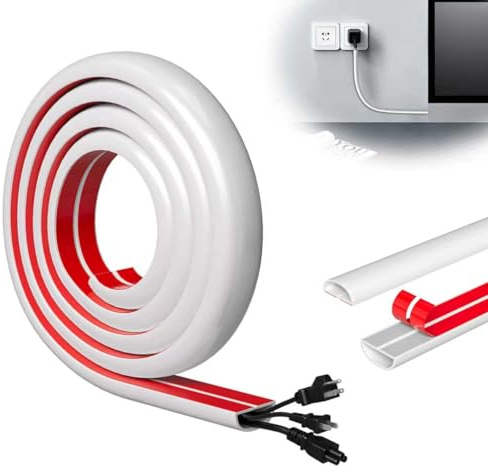 Hexizexi Mini Kabelkanal Flexibel Weiß Kabelkanal Halbrund Selbstklebend 5m | 30x10mm Kabel Verstecken Schlaffe Kabelkanäle TV Cable Hider Kabelschacht Selbstklebend für Haushalt Büro Böden Wand Decke