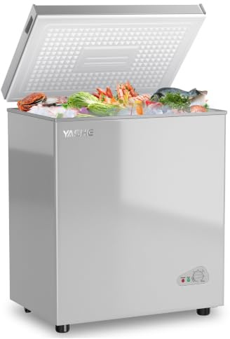 YASHE Gefriertruhe 150L, freistehende Tiefkühltruhe, Silber