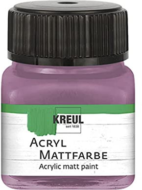 KREUL 75214 - Acryl Mattfarbe, malve im 20 ml Glas, cremig deckende, schnelltrocknende Farbe auf Wasserbasis, für viele verschiedene Untergründe geeignet