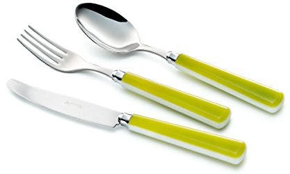 EME Posateria Made In Italy - Servizio 24 Posate Tavola Candy 6 Persone Acciaio 18/10 Doppio Strato Di Colore Colorate, Colore Manico: Grigio 432