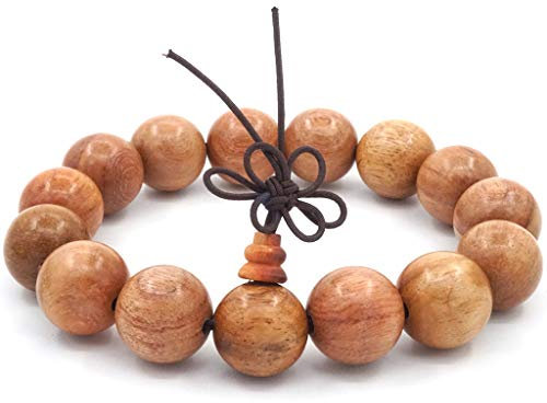 Thajaling Tibetische Mala Armband buddhistische Buddha Meditation 15mm große natürliche Holzperle Männer elastische Gebet Armband