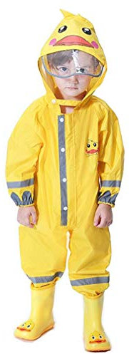 mama stadt Tuta Antipioggia per Bambini Completo Impermeabile Unisex Tuta Pioggia Giacca Riflettente Mantella Pioggia Impermeabile al 100%, Giallo Anatra/S(2-4 anni)