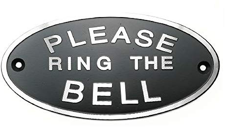 Will's Family Store Please Ring The Bell Aluminum Doorbell Sign Black and Silver 5.5x2.7 inch