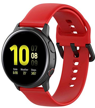Yikamosi Compatibile con Samsung Galaxy Watch Active 2 Cinturino,Sgancio rapido Silicone Chiusura in acciaio inossidabile Cinturino di Ricambio per Galaxy Watch Active 2 40mm/44mm,Rosso