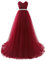 Misshow Ballkleid, lang, elegant, Vintage-Stil, schulterfrei, mit Pailletten, Damenkleid, lang, schick, Abend, bordeaux, 38