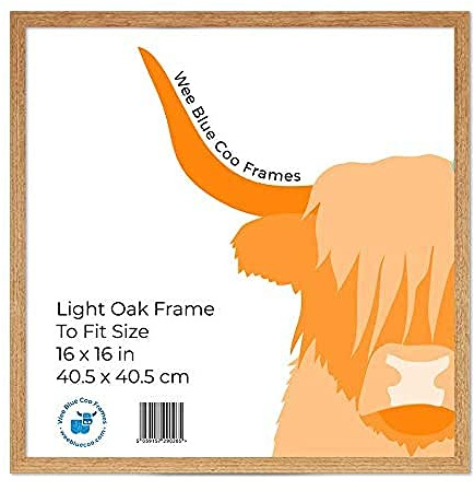 Square Light Oak Wooden Picture Frame 16 x 16 Inch (40.5 x 40.5 cm) Acrylic Safety 'Glass' Photo Frame