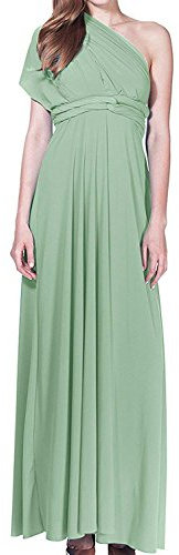 Donna Elegante Vestito Lunghe Senza Schienale Scollo a V Senza Maniche Transformare Infinity Maxi Abito Sera Multiway Avvolgere Damigella d' Onore Formale Matrimonio Festa Menta Verde L