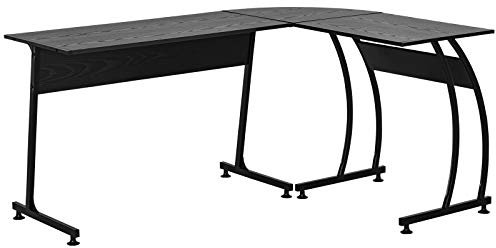 HOMCOM Mesa de Computadora en Forma de L Escritorio para Estudio Oficina Minimalista Moderno con Gran Espacio 112,5x152x74 cm Negro