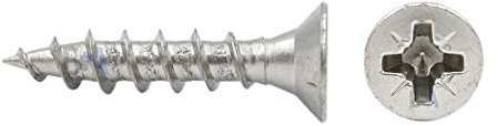 500 vis 3 x 18 mm tout filetage IROX acier nickelé tête croix Pozidriv PZD plate évasée vis pour bois et aggloméré 3 x 18 panneaux de particules