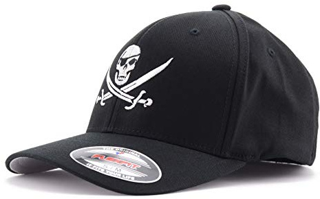 PATCHERIA Flexfit® Jolly Roger, Schwarz Medium