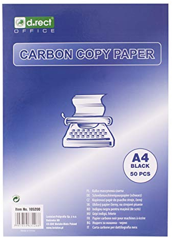 D.RECT Kohlepapier für Schreibmaschine, DIN A4, Maschindurchschreibepapier, CARBON COPY PAPER, schwarz, 50 Blatt