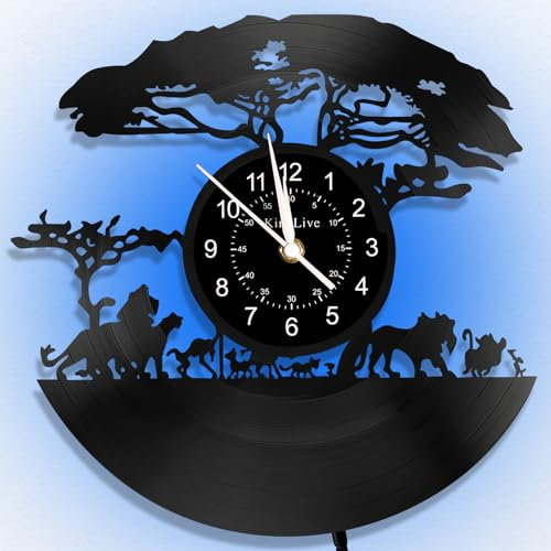 Beach Love Vinyl-Schallplatten-Wanduhr, LED, König der Löwen, kreative Hängende Nachtlampe, 7 Farben, leuchtende Wanduhr für Wohnzimmer, Schlafzimmer, Heimdekoration, Geschenk
