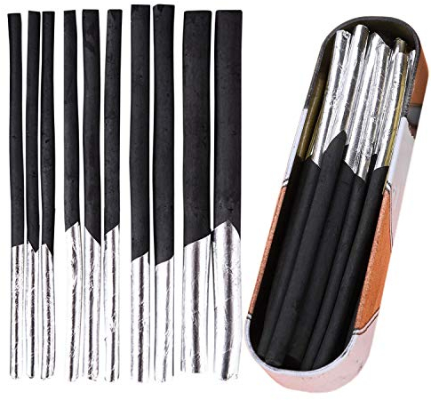 10 Stück Zeichenkohle Set Zeichensets in verschiedenen Größen Kohlestift Zeichenkohlestab in Schwarz Weiches Kohlestift-Set für Skizzieren Zeichnen Kunst