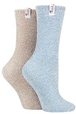 Elle Women Chenille Boot Socks Pack of 2 (Raw Silk, 4-8)