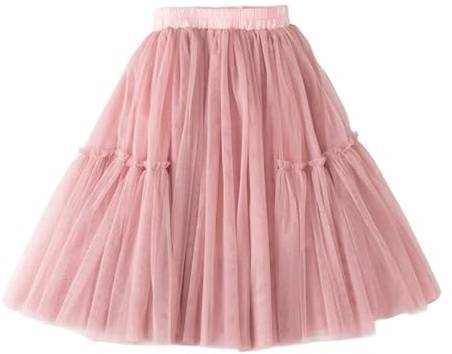 Mud Kingdom Grandi Ragazze Gonna Lunga Tulle Gonfio Elastico in Vita Festa Casuale Rosa 11-12 Anni