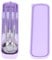 Ensemble de couverts en acier inoxydable avec boîte portable, ensemble de couverts réutilisables, ensemble d'ustensiles de voyage de camping comprenant des baguettes cuillères à fourchette(Violet)