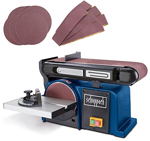 Scheppach Band-Tellerschleifer BTS900 mit 12 tlg. Schleifset | Schleifmaschine 370W | 230V | 2850 min-1 | Schleifteller Ø 150mm | inkl. 6x Schleifpapier und 6x Schleifband | Bandschleifer Schleifgerät