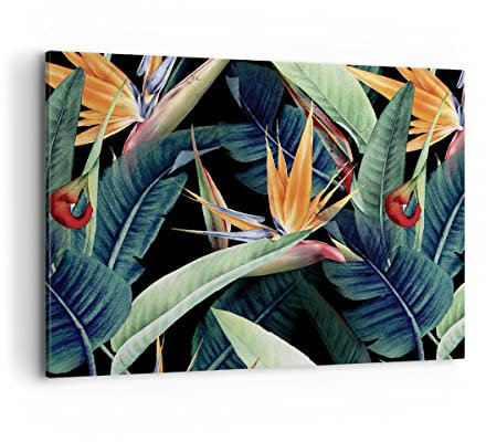 Moderne Impression sur Toile 100x70cm Image Tableau Decoration Murale Plantes Tropicaux Fleur Grand Tableaux Decoratifs Muraux Chambre Horizontal Deco Cadre Décoration Salon Art Wall AA100x70-5093