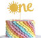 Sun One Birthday Cake Topper - Single-sided Gold Glitter Sunshine 1st Birthday Cake Smash Topper, Baby First Anniversary Shower Party Topper, Photo Booth Props