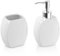 Inbagno Set Accessori Bagno 2 Pezzi in Ceramica, Kit Accessori da appoggio, Include Dispenser Sapone e portaspazzolini (Bianco)