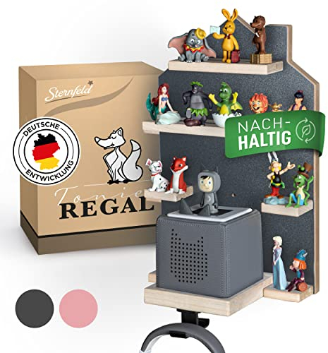 STERNFELD Magnetisches Nachhaltiges Tonie Regal für Hörfiguren - Vormontiertes Toniebox Regal - [43x28cm] - Kinderzimmer - Regal mit abgerundeten Ecken