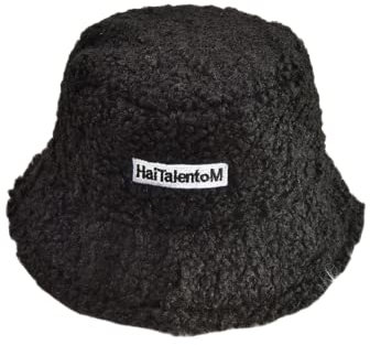 Damen Fischerhut Winter Warme Eimer Hut für Mädchen Flauschige Bucket Hat,schwarz