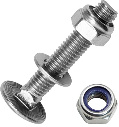 Techtanium® Schlossschrauben M8 x 20/20 mm inkl. Sicherungsmuttern und Unterlegscheiben M8 aus Edelstahl A2 (50 Stück) | Schrauben | Muttern | U-Scheiben | DIN 603 & DIN 985 & DIN 125