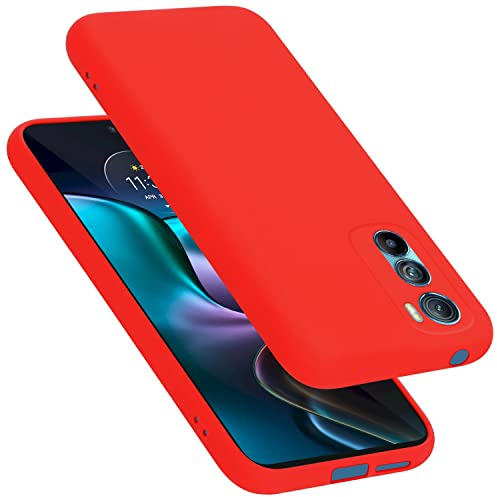 Cadorabo Hülle kompatibel mit Motorola Edge 30 Hülle Silikon Handyhülle für Edge 30 Case aus flüssigem Silikon- Kratzfeste und stoßfeste dünne TPU Schutzhülle - Liquid ROT