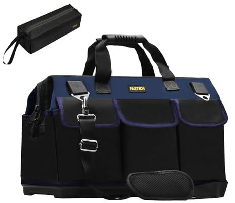 FASTECH 22in Heavy Duty Bottom Tool Carrier, Wide Mouth Storage Bag with Inside Pockets